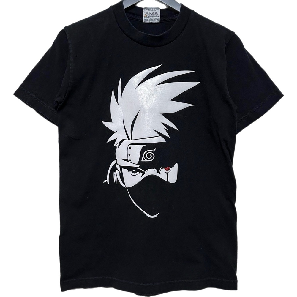 Vintage Y2K Naruto Kakashi Original Reflective Silver Head Graphic Tee /T-shirt